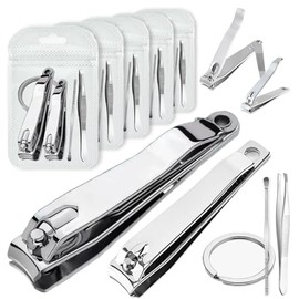 Keeshibao 10-Piece Large Nail Clippers Kit with File for Men Women Seniors, Long Handled Fingernail & Toenail Clippers Set with Keychain, Manicure Kit Bulk for Travel, Gifts (Big + Medium