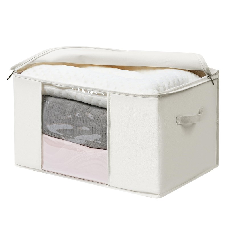 TYEERS Large Storage Bags with Zipper and Clear Window, Cotton