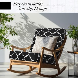 Newwiee 8 Pcs Stretch Patio Outdoor Cushion Covers Waterproof Replacement Sofa Couch Covers for 4 Backrests and 4 Cushions Washable Lawn Garden Seat Furniture Protector(Black)