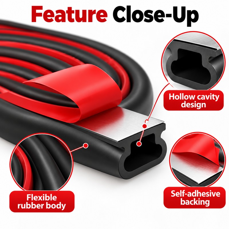 6M Self-Adhesive Door & Window Seal Strip – Hollow TPE