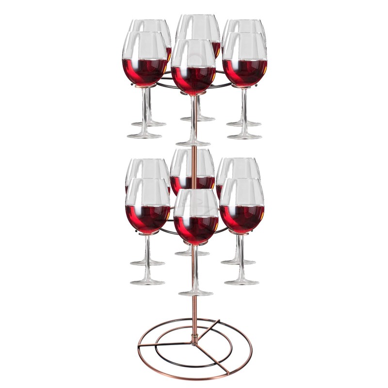 wutfuooo Black Metal Countertop Wine Glass Holder with Scrollwork Design,