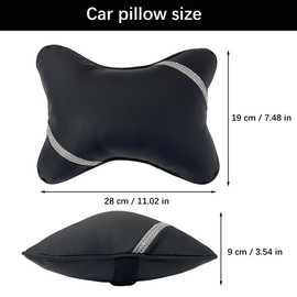 duoyif Car Neck Pillow Headrest, Car Headrest with Rhinestone Design, Car Cushion for Driving, Made of Leather and Cotton, Neck Support Cushion for Car Seats, Office Chairs, Play Chairs, 1 Piece