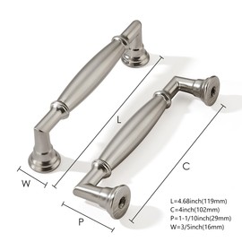 khtumeware 10 Pack 4 Inch(102mm) Brushed Satin Nickel Cabinet Pulls Heavy Duty Soild Cabinet Handles Kitchen Cabinet Hardware for Cupboard Drawer Handles