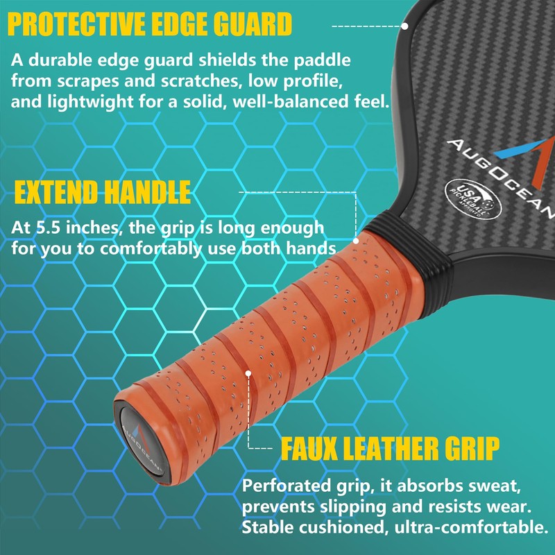Pickleball Paddles,3K Raw Carbon Fiber Pickle ball Paddle Surface with