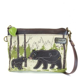Chala Safari Animal Canvas Crossbody Cell Phone Purse with Adjustable Strap (Mama Bear and Baby)