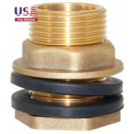 sashow 1-1/2" Female 2" Male Soild Brass Water Tank Connector Bulkhead Tank Fitting