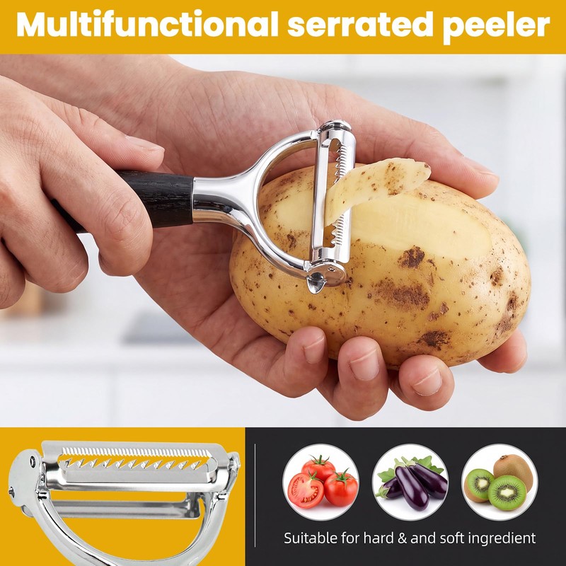 2 In 1 Julienne Peeler, Stainless Steel Vegetable Peeler with