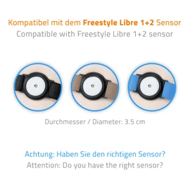 DiaBrothers Freestyle Libre 2 Fixation Strap Holder with Adjustable Bracelet – Holder: Transparent – Bracelet: Beige – Size: L (35-45 cm)