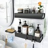 Roseyat Shower Caddy Shelf Organizer with Hooks, Adhesive Shower Storage
