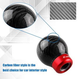RYANSTAR Carbon Fiber Shift knob Round Ball Racing Gear Shift Shifter Knob, Head Manual Car with 8mm/10mm/11mm Adapter