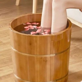 Hinoki 히노끼 족욕기 족욕통 카페 가정용 편백나무 마사지 [Q. 40c 로그 단일 배럴 쑥 30팩] Hinoki Foot Bath Basin Home Use Cypress Wood Massage [Q. 40c Log Single Barrel Mugwort 30 Packs]