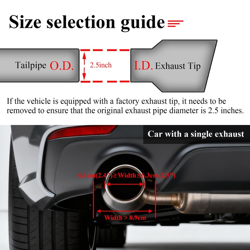 FAIZJUNBEN carbon fiber exhaust tip intake 2.5 inch outlet 3.5