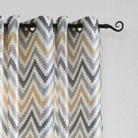 Melodieux Chevron Grommet Top Window Curtains for Living Room, 52 by 96 Inch, Yellow (1 Panel)