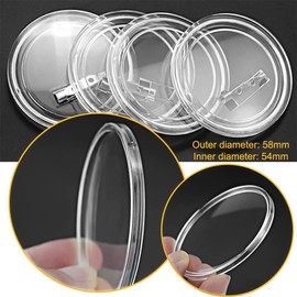 Pack of 10 Buttons DIY 58 mm Transparent DIY Badge Buttons, DIY Badge Tool, Clear Button Pin Badge Kit, for Children Photo Clothing Picture Party Name Tags