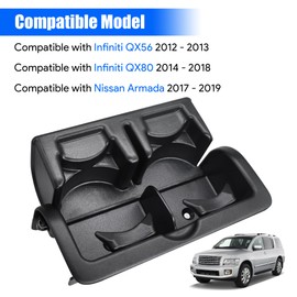Rear Console Cup Holder Fit for Infiniti QX56 2012 2013 QX80 2014-2018 for Nissan Armada 2017 2018 2019 Replace 88741-1LK3D 887411LK3D