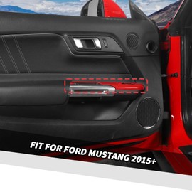 Jimen Fit for Ford Mustang 2015-2024, 2PCS Car Window Lift Switch Panel Cover Trim (Red)