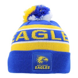 West Coast Eagles AFL Footy Junior Youths Kids Pom Pom Beanie