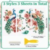 WANDIC 3 Pcs Rub on Transfer Stickers Peacock Pattern Decals