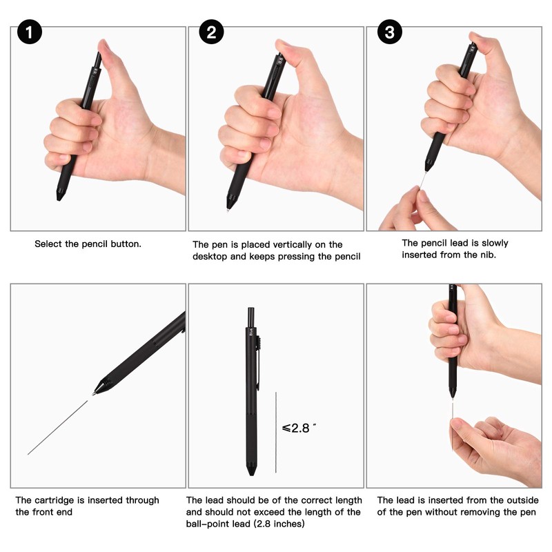 smttw 4 in1 Multi-Function Refillable & Retractable Ballpoint Pen +