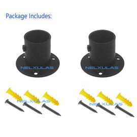 NELXULAS Classic Black Stainless Steel Closet Rod Flange Holder for Pipe (1")