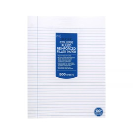 500 Ct. Reinforced Filler Paper College Ruled - White, Mfr: 288843-A