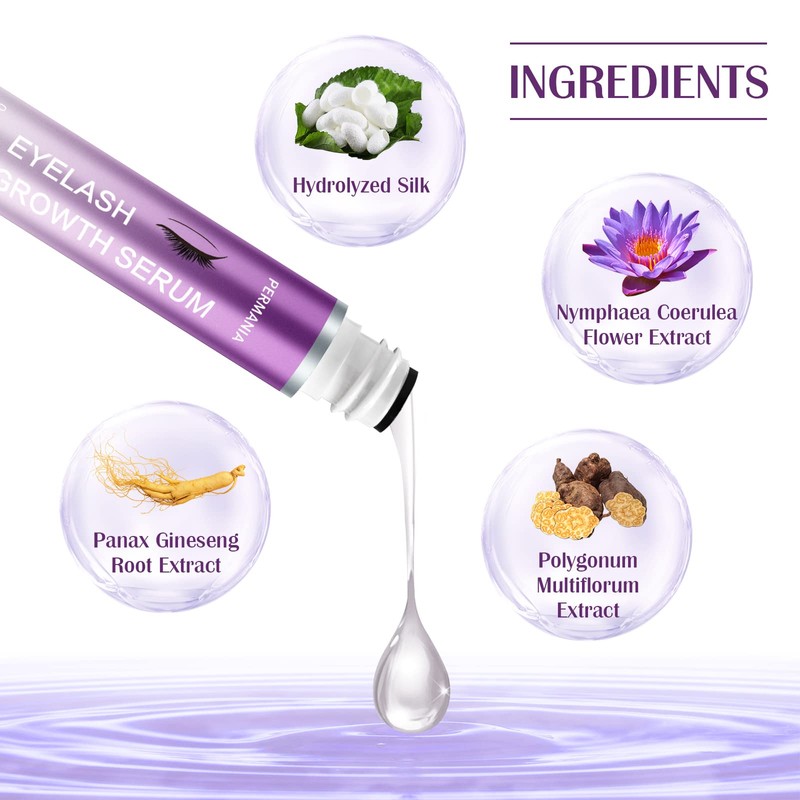 PERMANIA Lash Serum, Eyelash Growth Serum, Eyelash Enhancer, Fast Eyelashes
