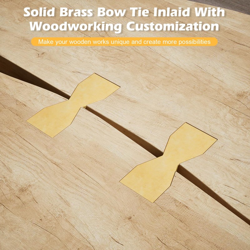2PCS Solid Brass Bow Tie Brass Patchwork Block, 3.9x1.5 inch