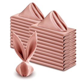 VACVELT 50 Pack Rose Gold Satin Napkins 20x20 Inch Wedding Napkins Bulk, Decorative Elegant Dinner Napkins Square Table Napkins Decor, Silky Satin Cloth Napkins for Restaurant Banquet Graduation Party