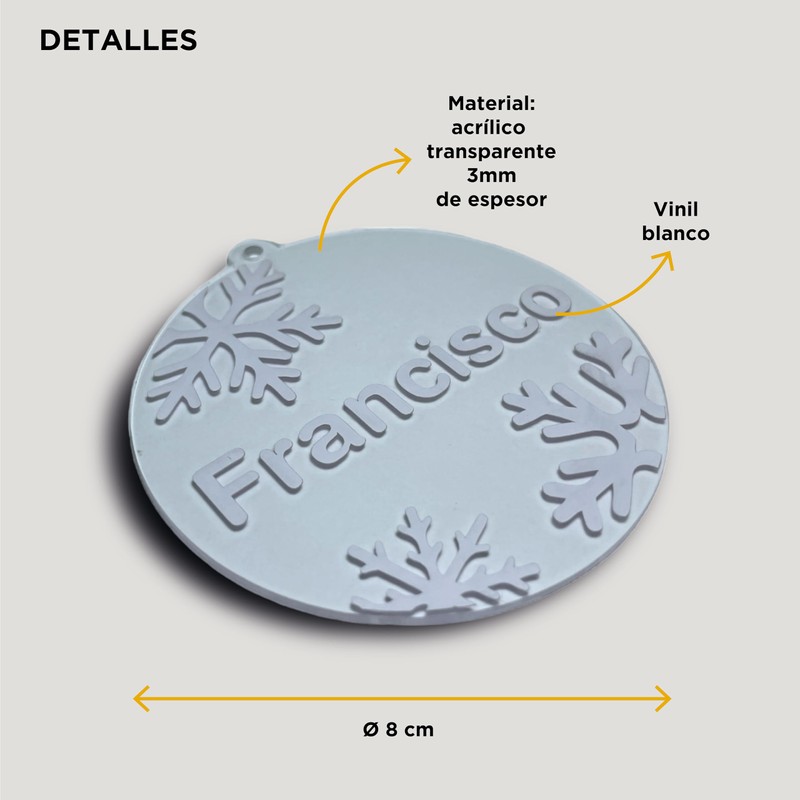 Pack Esferas Navideñas Personalizadas con Nombre Acrílico Transparente Adornos Navideños