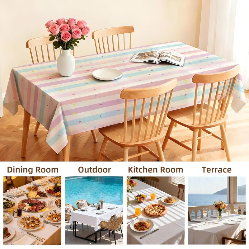 KENDHUAZAI Tablecloth Reusable Wipeable,84 x 60 Inch Sprinkle