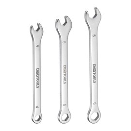HARFINGTON Thin Combination Wrench Set 4/5/6mm Offset 6-Point Ended Box and 15° Angled Open End Mini Combination Wrench 30Cr13 Stainless Steel Metric Spanner with for Auto Repairs