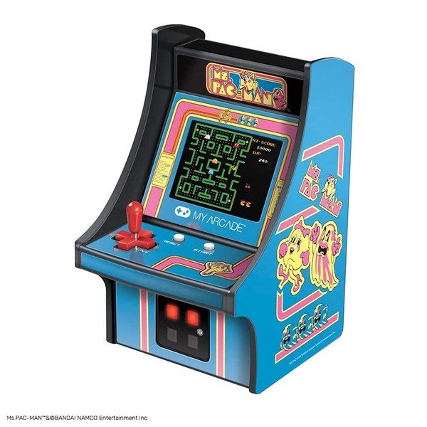 My Arcade Micro Player Mini Arcade Machine: Ms. Pac-Man Video Game, Fully Playable, 6.75 Inch Collectible, Color Display, Speaker, Volume Buttons, Headphone Jack - Electronic Games