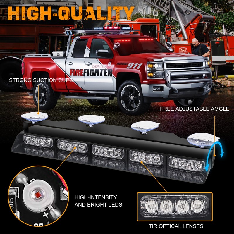 XRIDONSEN 2x 17 inch Red Emergency Lights Bar 40 LED