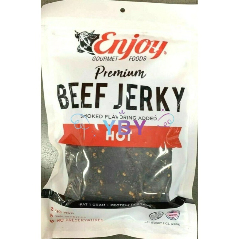 Enjoy 2 Packs Enjoy Premium Hot Beef Jerky 8 OZ