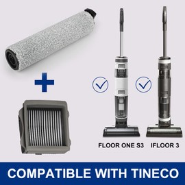 Ifloor3 Roller Brush Replacement for Tineco iFloor 3 and Floor One S3 Cordless Wet Dry Vacuum Cleaner, 2 Brush Roller, 2 HEPA Filters