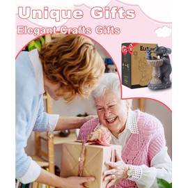 Solar Elephant Bird Bath Garden Ornaments Outdoor Statue Garden Gifts | Waterproof Resin Sculpture with Solar Lights for Patio Lawn Porch Outdoor Decoration