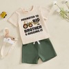 Giraropa Baby Boy Summer Clothes Letter Print Rib Knit Crew