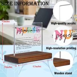 Appreciation Gifts for Psychiatric Nurse Clear Desk Decorative Sign, Recognition Thank You Gift for PSYCH Nursing Students Grad, Psych Nurse Definition Clinic Office Desk Decor Plaques EDC01