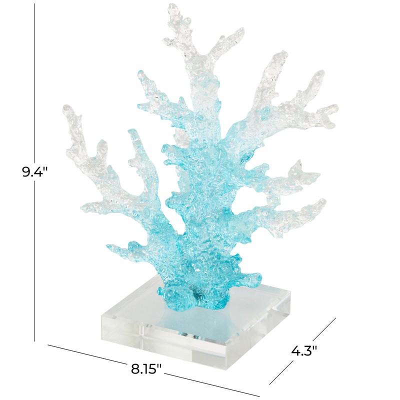Deco 79 Glass Coral Decorative Sculpture Ombre Home Decor Statue