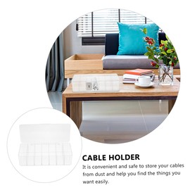 OSALADI 2pcs Transparent Cable Organizer Box Multi-Compartment Wire Storage with Cover for Desk Home Office Space-Saving Cable Management