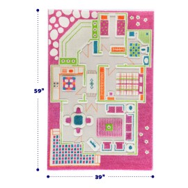 Tapete De Juego Ivi 3d Rosa Casa De Juegos Educativa