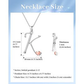 Mesovor 925 Sterling Silver Initial Necklace for Women, Dainty Sterling Silver Letter Cubic Zirconia Necklace Jewelry Gifts for family Mother Sister Wife (Letter-K)