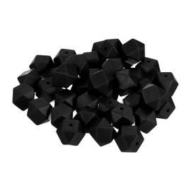 PATIKIL 14 mm Hexagonal Silicone Beads, 30 Pcs Polygonal Beads Bulk Rubber Loose Beads for Keychain Necklace Bracelet Jewelry Making DIY Pen, Black