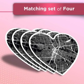 Vinyl Heart Stickers (Set of 4) - Houston Texas USA Urban Map Fun Decals for Laptops,Tablets,Luggage,Scrap Booking,Fridges #13262