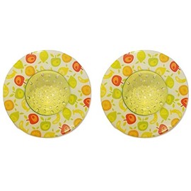 Handy Housewares 5.25" Diameter Decorative Designer Pattern Kitchen Sink Strainer/Food Trap (Two Pack, Green Fruit)