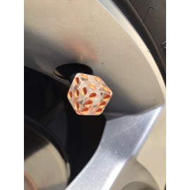 Unbranded 2X Clear Dice Orange Dots Valve Stem Cover Caps Car Bike Motorcycle Bicycle
