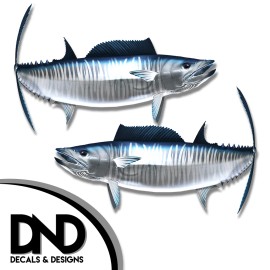 Wahoo - Fish Decal Fishing Tackle Box Bumper Sticker "5in SET" F-1010 D&