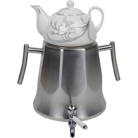 Golden Star Large Tall Capacity Classic Samovar Tea Maker Water Kettle Stainless Steel, 7L