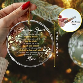 NETHOMEWOODS Christian Wedding Gifts for The Couple, Marriage Prayer Glass Christmas Ornament 2024, Religious Wedding Gifts for Newlyweds, Bridal Shower Gift for Couples Wife Husband
