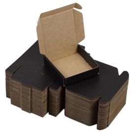 SUNLPH 50 Pack 4x4x1 Inches Small Shipping Boxes, Black Corrugated Cardboard Boxes, Moving Mailing Packing Box